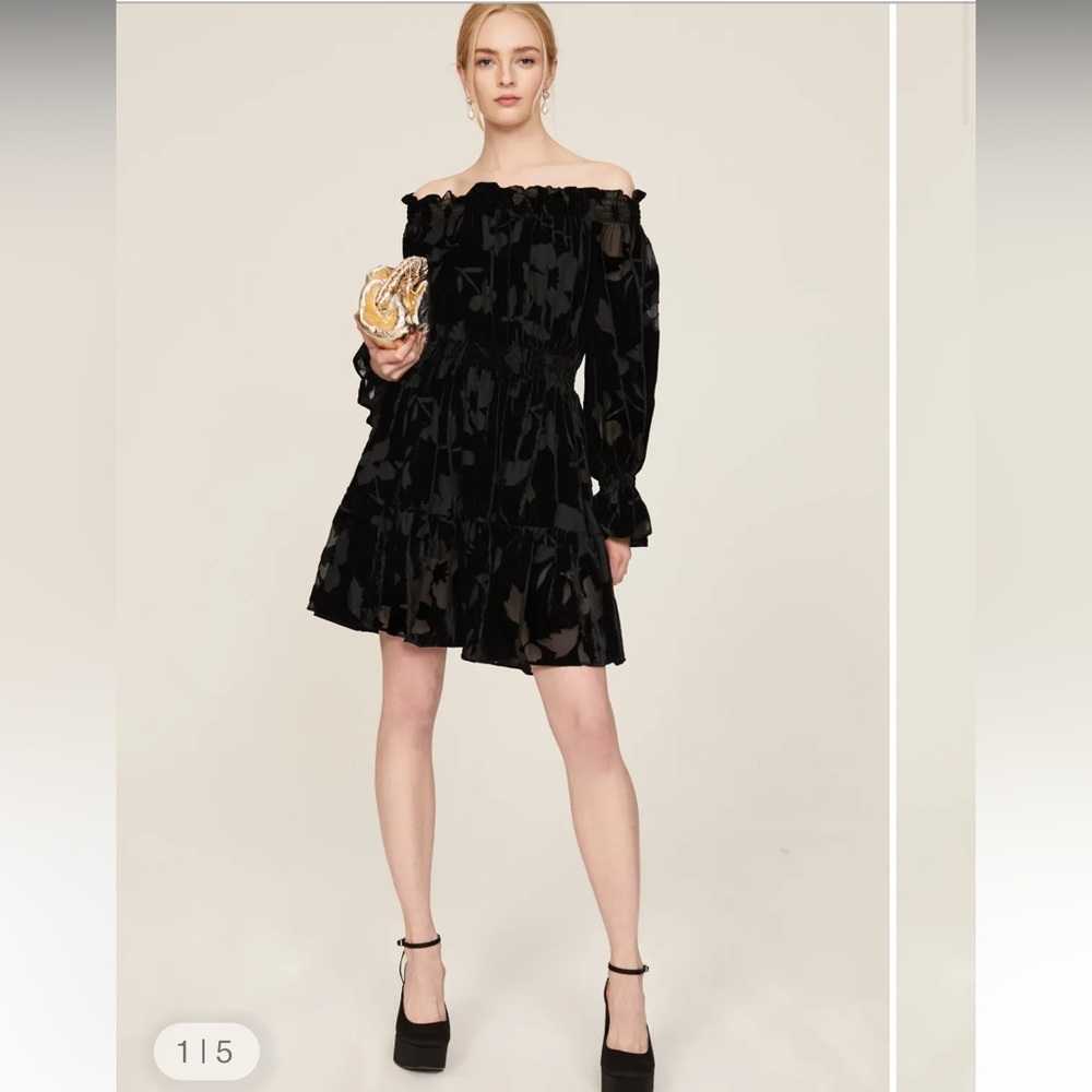Sfizio Flouncy floral‎ dress black small $548 Made in italy